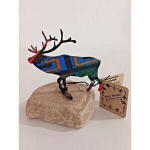 Steel Images Hand Painted Elk On Stone Has Original Tags EUC